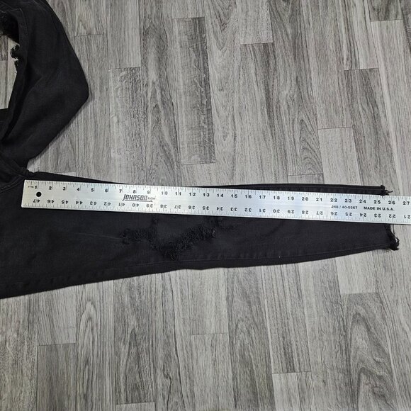 Windsor Jeans Womens 5 Black Distressed Skinny Denim Raw Hem Ripped Ankle - Picture 9 of 11